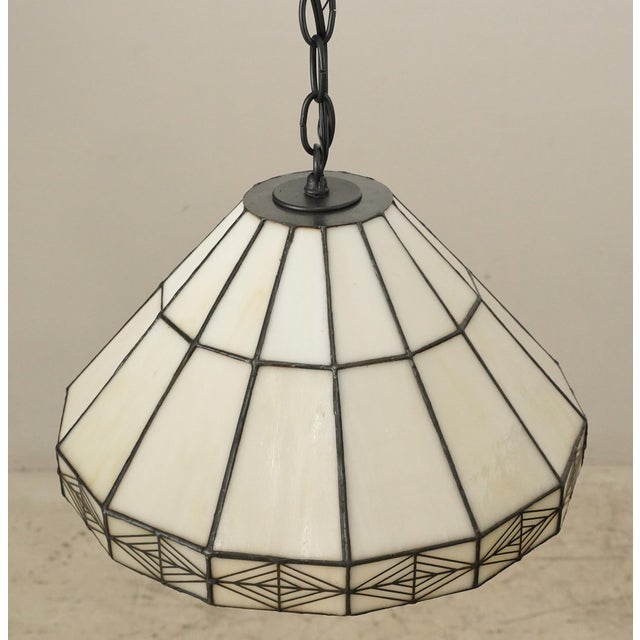 Mid 20th Century Vintage Arts & Crafts Dale Tiffany Stained Glass Pendant Light For Sale - Image 5 of 9