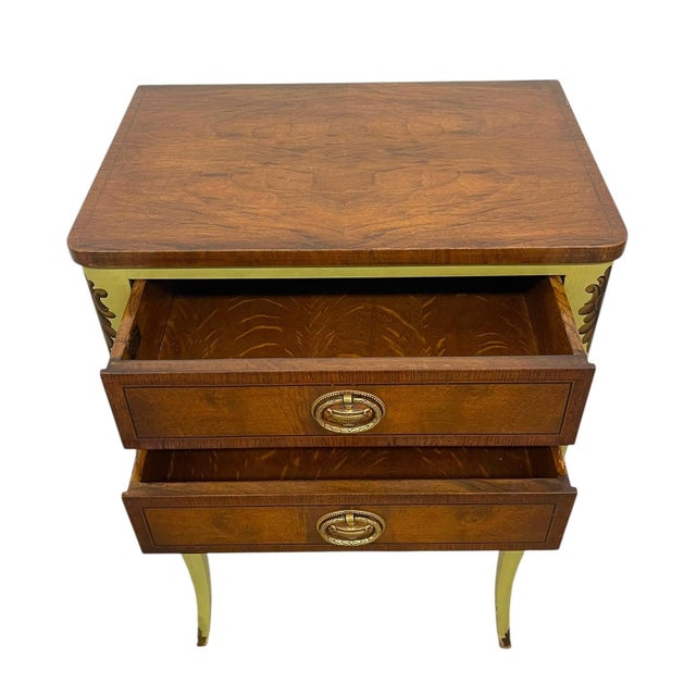 Vintage John Widdicomb Two Drawer Painted Side Table With Cabriole Legs and Decorative Motifs For Sale In Seattle - Image 6 of 11