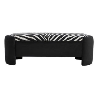 Enigma Bench in Zebra and Black Velvet by Moanne For Sale