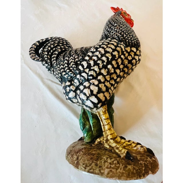 French Country Vintage Zaccagnini Terra Cotta Italy Rooster Hen Figurines a Pair For Sale - Image 3 of 12