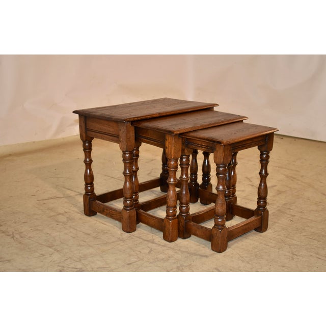 English Nest of Three English Oak Tables, Circa 1900 For Sale - Image 3 of 9