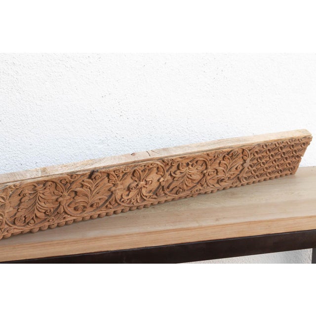 Wood Floral Moorish Fusion Indian Carved Lintel For Sale - Image 7 of 8