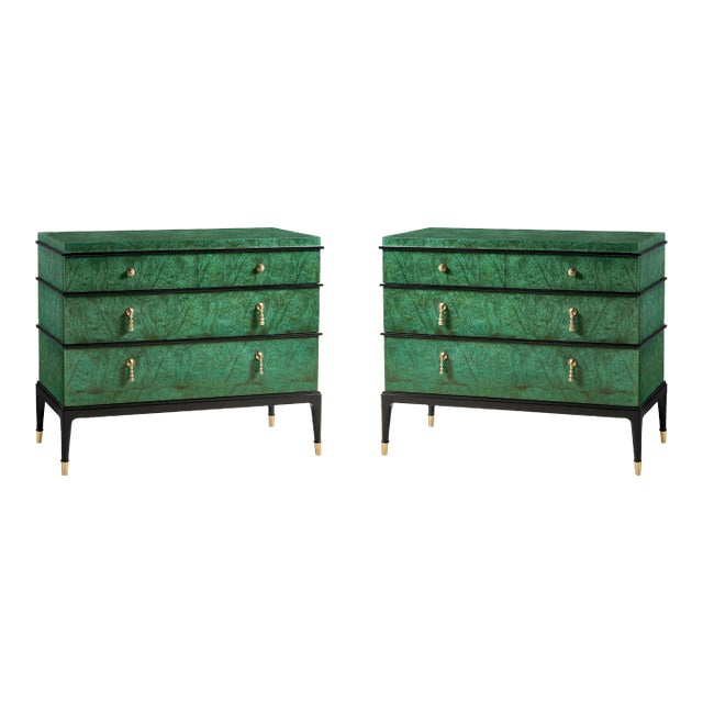 Pair of Emerald Commodes For Sale
