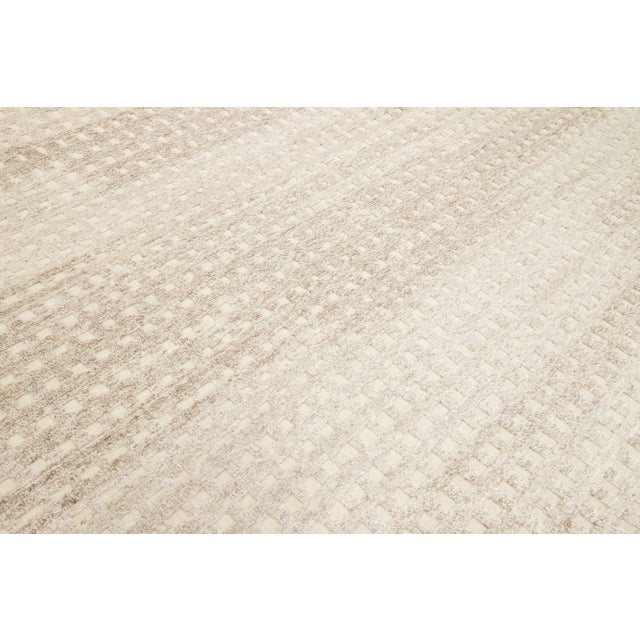 Modern Neutral Moroccan Style Wool Rug Featuring a Geometric Pattern by Apadana For Sale - Image 10 of 10