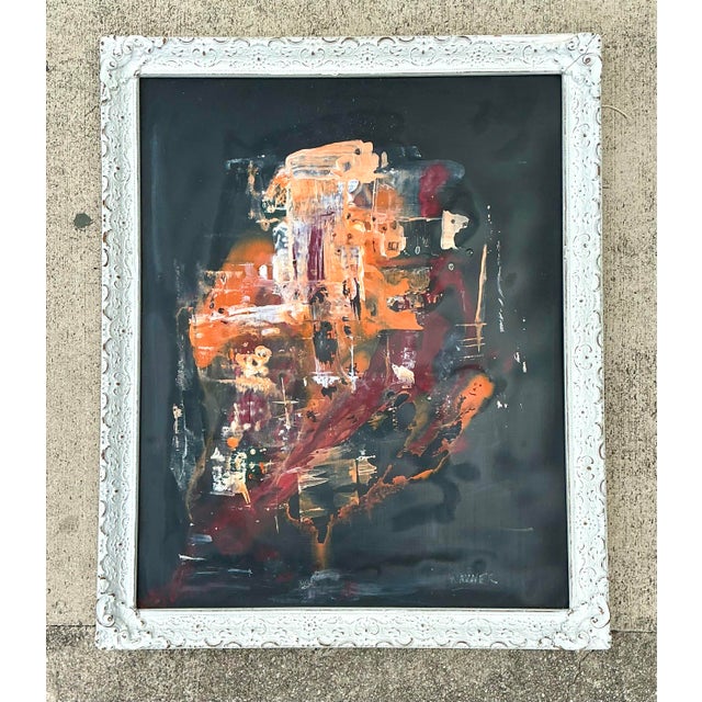 Contemporary Vintage Original Abstract Oil Painting on Canvas For Sale - Image 3 of 12