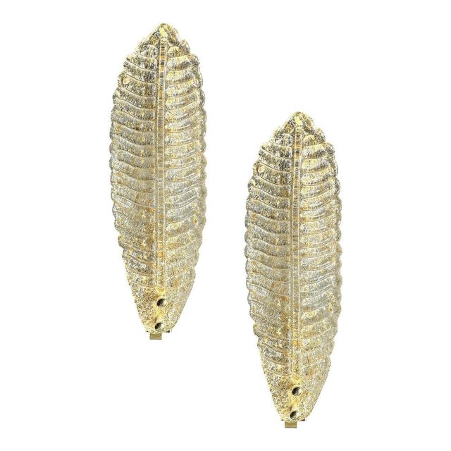 Venetian gold graniglia “leaf” murano glass wall sconces.set of two. classical venetian wall sconce, made in trasparent...