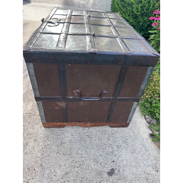 Antique Metal and Iron Clad Indian Dowry Chest For Sale - Image 4 of 8