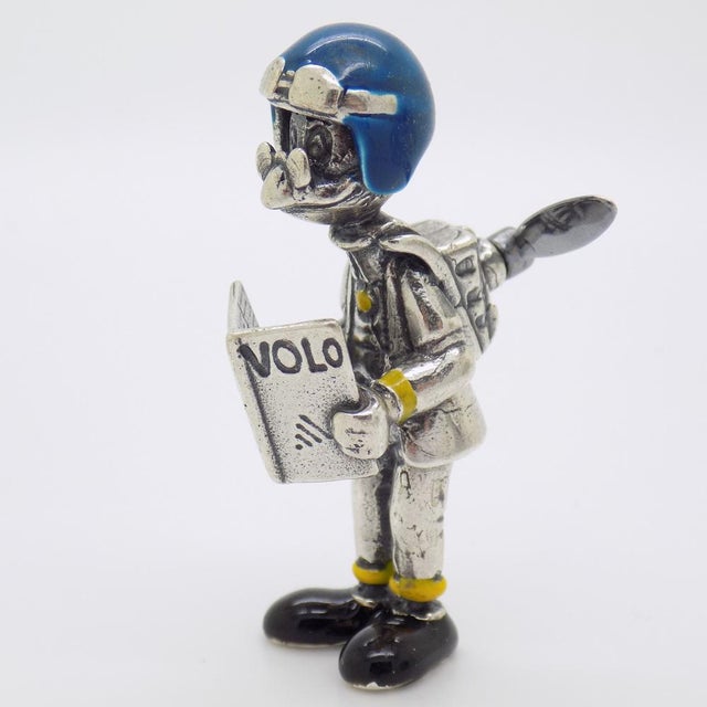 Blue Vintage Italian Sterling Silver Gyro Gearloose Figurine, Tuscany, Italy, 1980s For Sale - Image 8 of 13