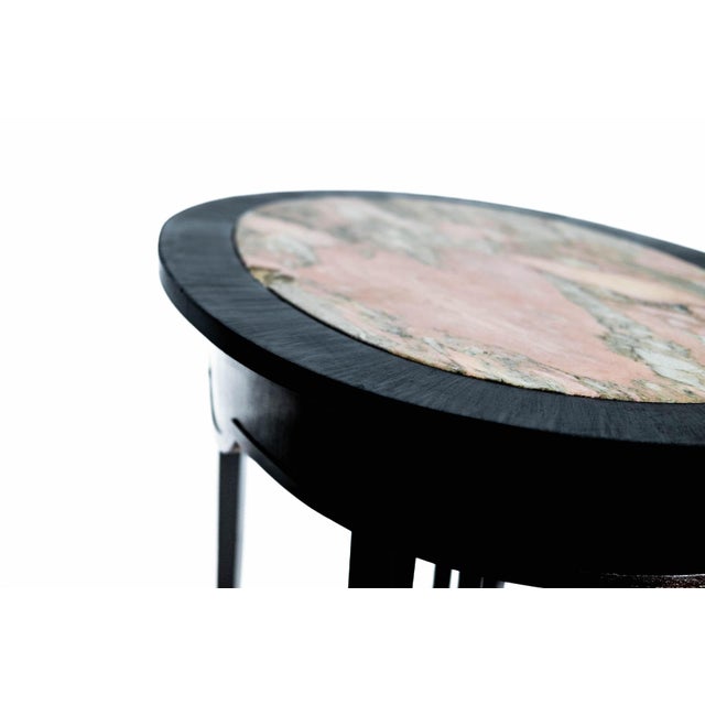 Art Nouveau Dining Table with Redish Marble Plate and Brass Feet, Vienna, 1910s For Sale - Image 9 of 18