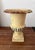 Metal Mid-Century Petite Cast Iron Medici Style Garden Urn in Pale Buttercup Yellow For Sale - Image 7 of 12