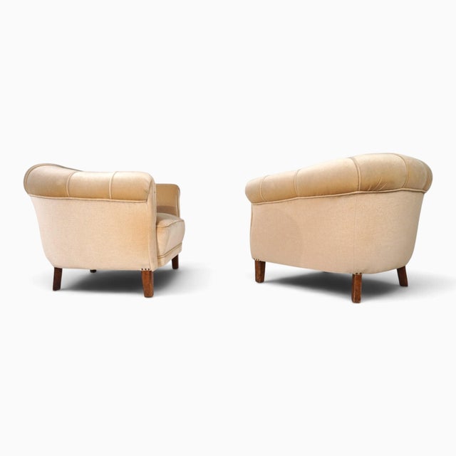 Art Deco Club Chairs with Champagne-Colored Mohair, 1930, Set of 2 For Sale - Image 12 of 18