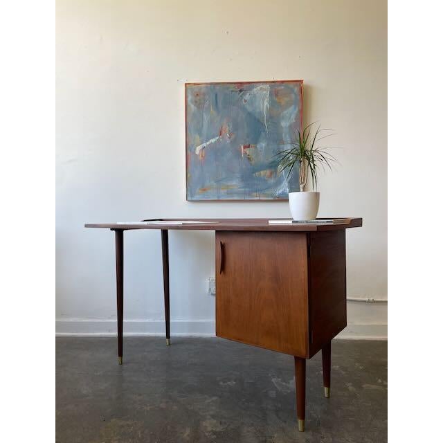 Brown 1960's Restored American Walnut Desk For Sale - Image 8 of 13