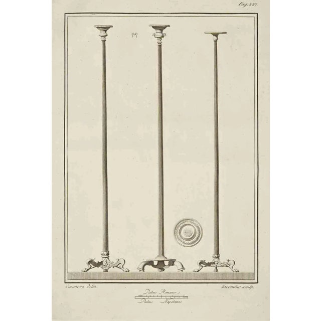 Giacomo Casanova, Ancient Roman Fresco Herculaneum, Original Etching, 18th Century For Sale