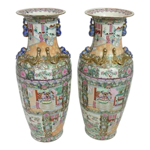 Late 19th Century Famille Rose Chinese Vase - A Pair
