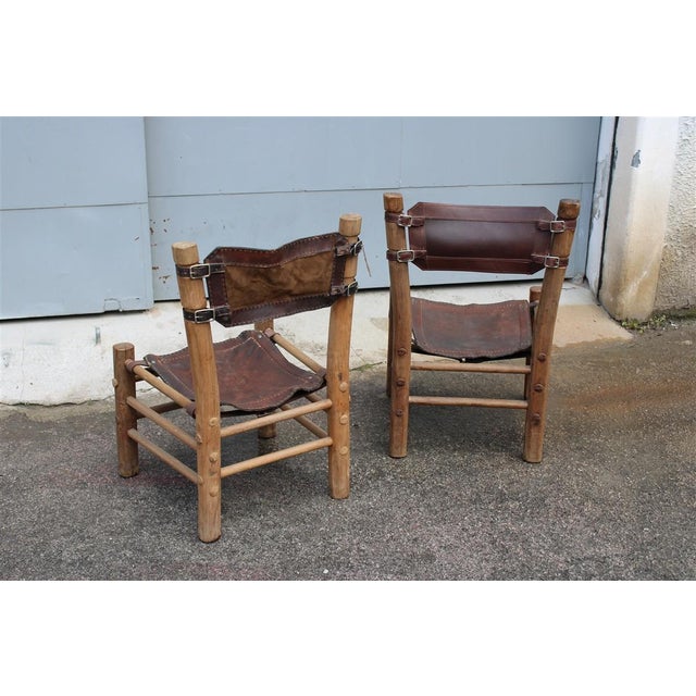 Safari Chairs in Wood and Leather, Italy, 1960s, Set of 2 For Sale - Image 15 of 18