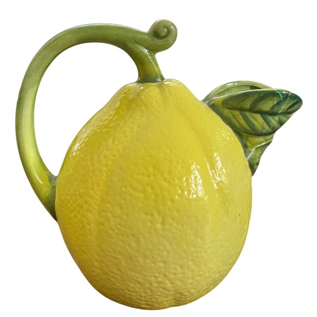 Bordallo Pinheiro Vintage Italian Majolica Lemon Pitcher – Sea Urchin Texture, Coastal Mediterranean Decor, Sculptural Ceramic Jug, Amalfi Style For Sale - Image 4 of 9