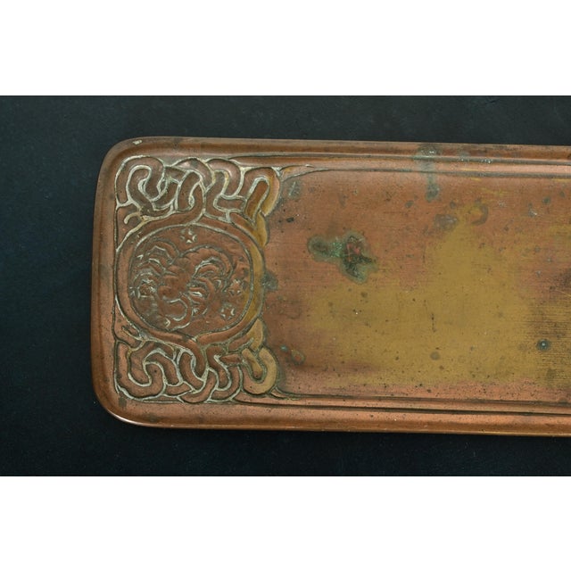 Metal Tiffany Studios New York Zodiac Pattern Bronze Pen Tray For Sale - Image 7 of 12