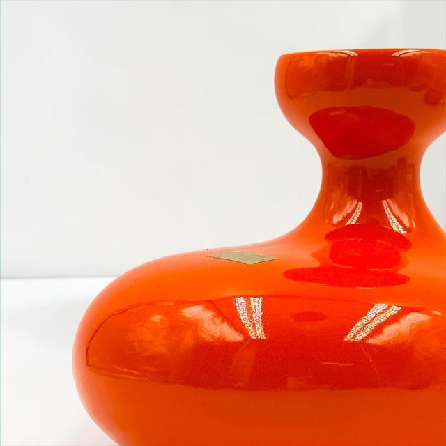 Sculptural Orange Ceramic Vases, Italy, 1970s, Set of 2 For Sale - Image 6 of 11