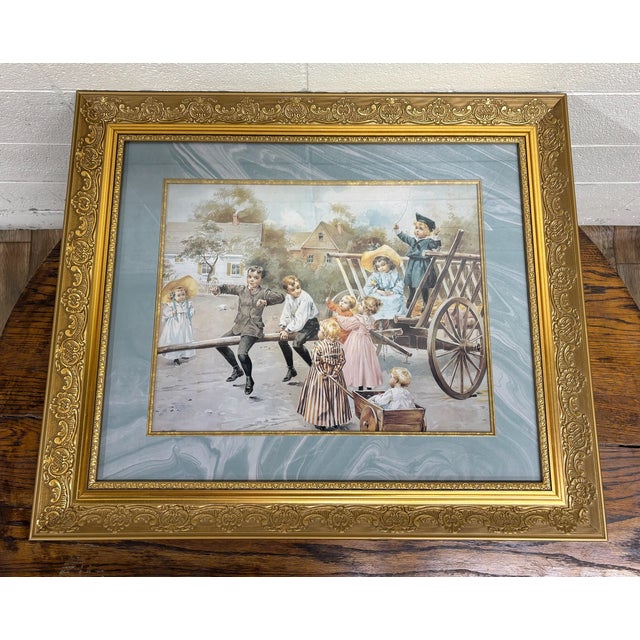 Antique Late 19th Century Chromolithograph Print “A Day in the Country For Sale - Image 10 of 12