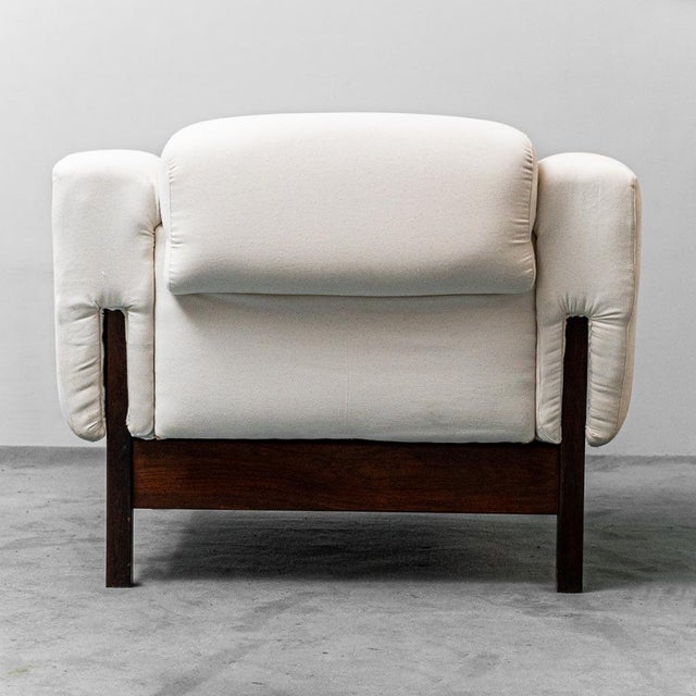 Saporiti Italia Set of Saporiti Armchairs in Wood and Fabric, 1970s from Saporiti Italia For Sale - Image 4 of 14