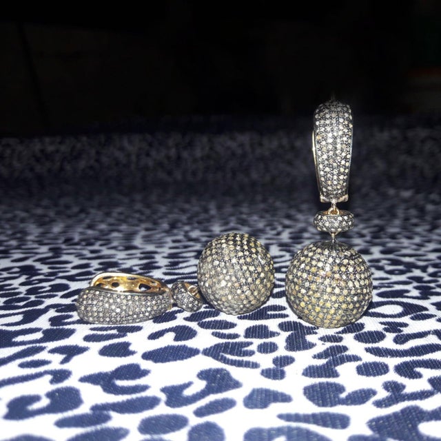 925 Sterling Silver Pave Diamond Drop Earring 14k Solid Gold Unique Gift for Her, A Pair For Sale - Image 12 of 15