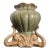 Vintage Hollywood Regency Celadon Triple Elephant Lotus Cachepot For Sale