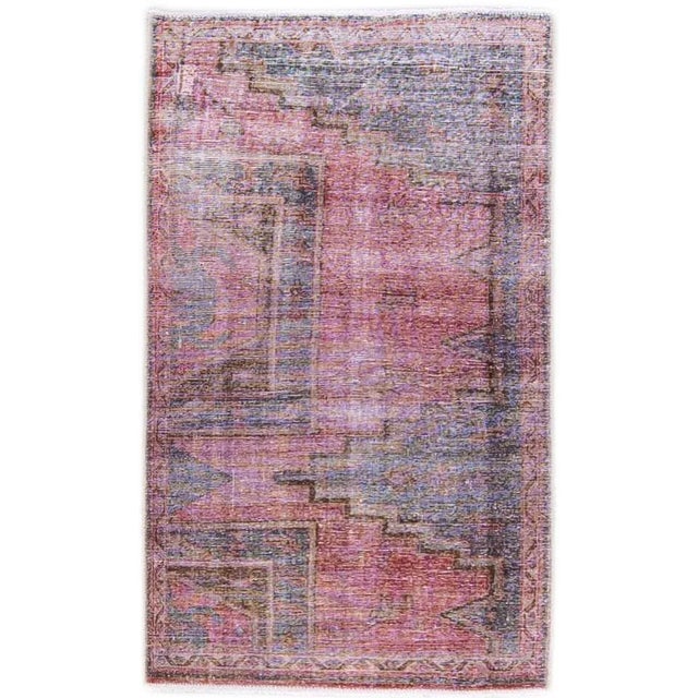 Vintage Distressed Geometric Red Wool Rug For Sale - Image 9 of 9