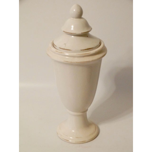 1990s French Ceramic Glazed Lidded Urn, 16 Inch Height For Sale - Image 5 of 10