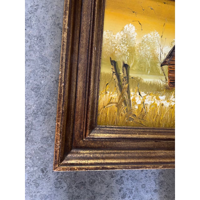 Original Vintage Signed Framed Oil Paintings Outdoor Barn Scene, a Pair For Sale In Louisville - Image 6 of 9
