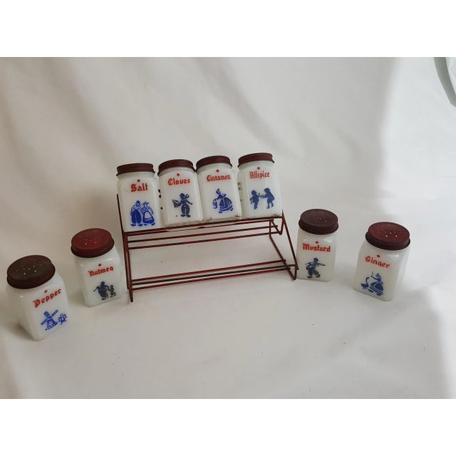Mid-Century Modern Anchor Hocking Dutch Spice Rack - Set of 9 For Sale - Image 3 of 4