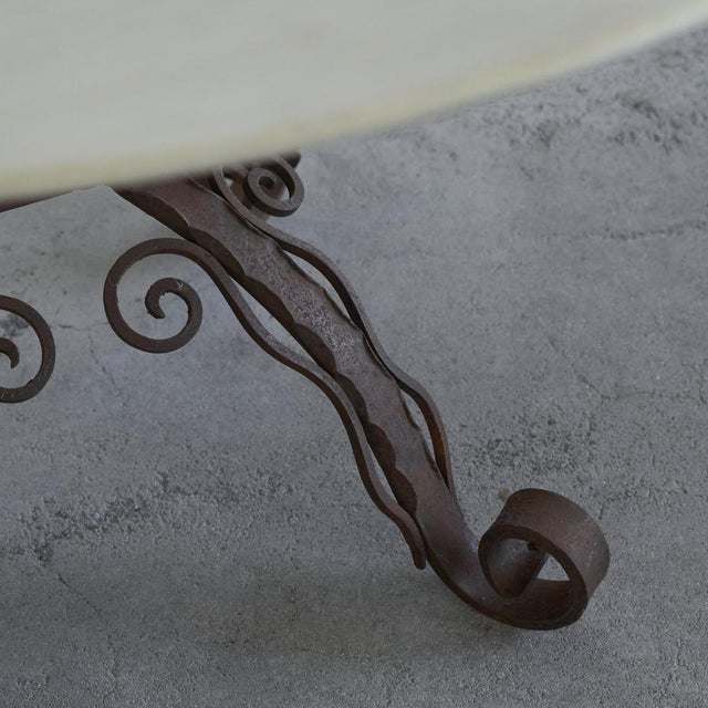 Vintage Art Deco Coffee Table in Wrought Iron and Marble, 1920s For Sale - Image 3 of 13