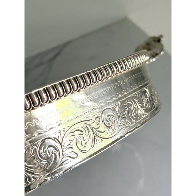 1876 Victorian Elkington & Co. Silver-Plated Gallery Tray With Heraldic Crest For Sale - Image 10 of 14