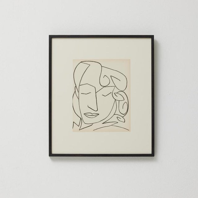 Françoise gilot original lithograph 'portrait of a woman'. From the poetry book "pages d'amour" by andré verdet, editions...