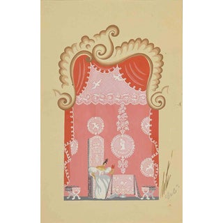 Erté, Norina's Room, 1970s, Gouache on Paper For Sale