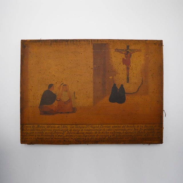 Folk Art Set of three Mexican Retablos "Exvotos" For Sale - Image 3 of 6