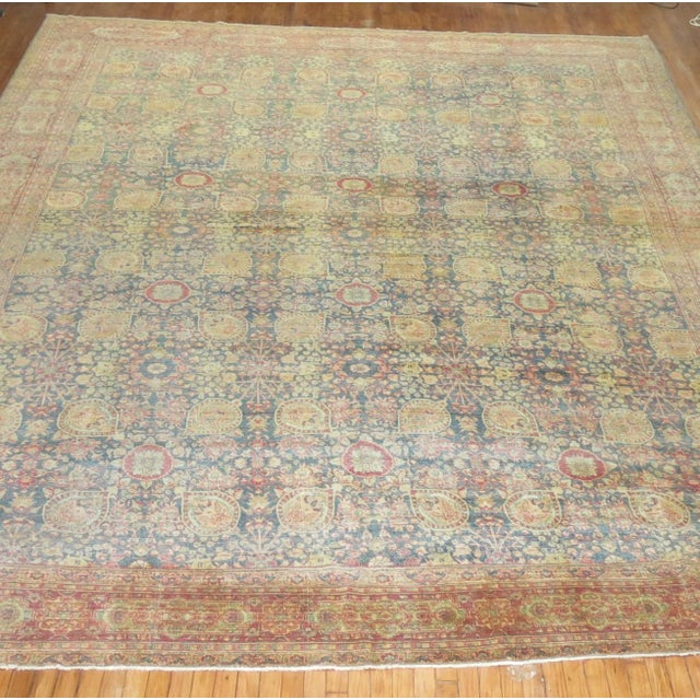 Antique Tabriz Facial Figure Rug - 11'4" x 14'10" For Sale - Image 4 of 13