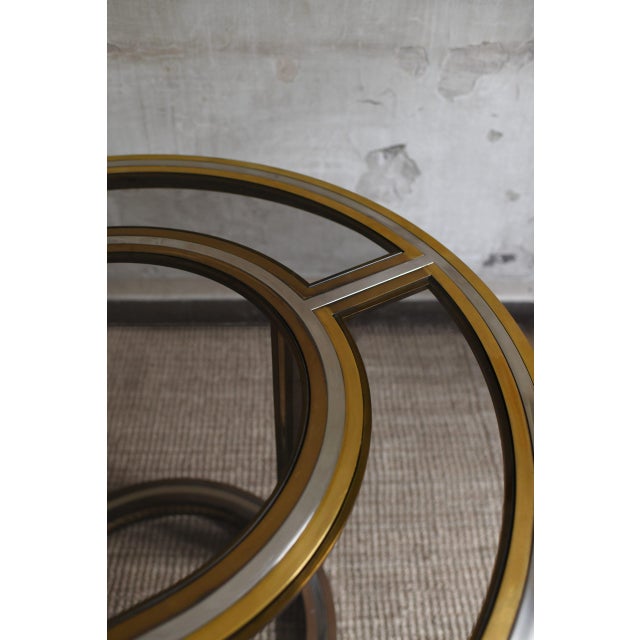 Large Glass and Brass Table, 1970s For Sale - Image 4 of 7