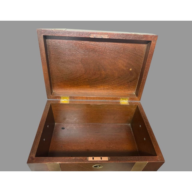Antique Georgian Brass Bound Mahogany or Walnut Cellarette Box on Stand Offered for sale is a handsome antique Georgian-...