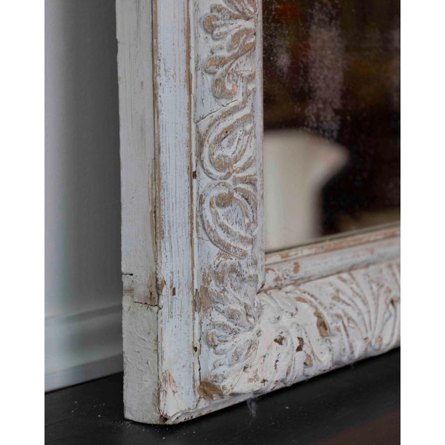 Off-white French 19th Century Louis XIV Style Carved Wood and Stucco Mirror For Sale - Image 8 of 9