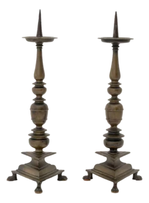 Italian Baroque Bronze Altar Candlesticks, C. 1600