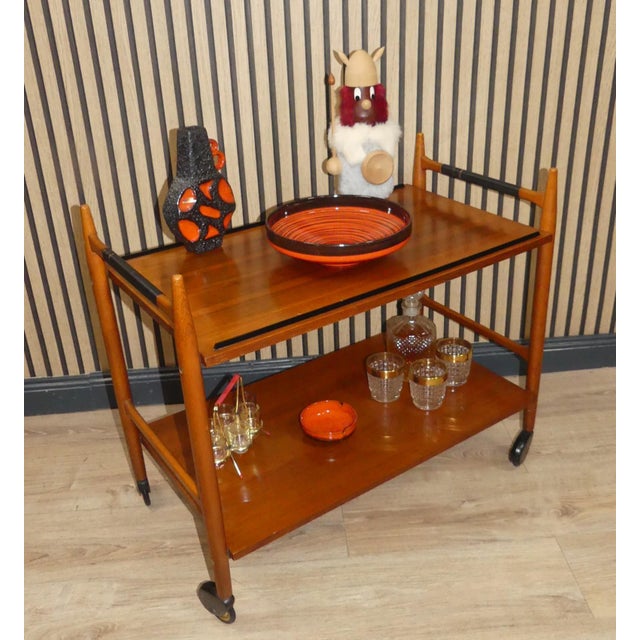 Black Mid-Century Serving Trolley Bar Trolley Walnut/Black, 1960s For Sale - Image 8 of 11