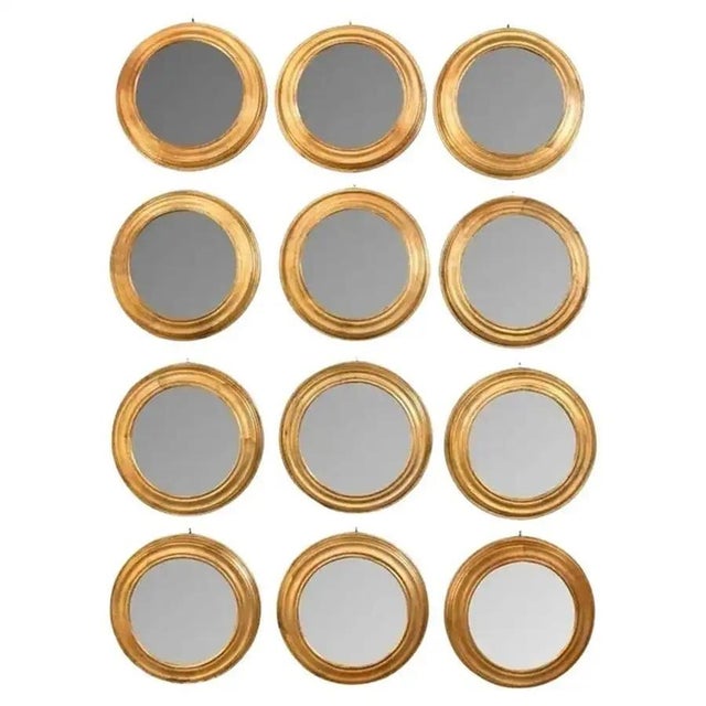 Set of 12 Vintage Round Gilt Italian Mirrors For Sale - Image 9 of 17