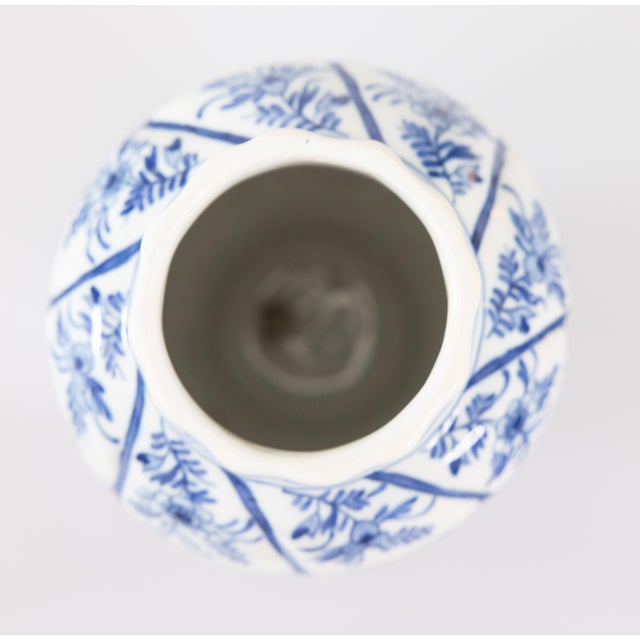 Paint Antique Chinoiserie Dutch Delft Faience Floral Lidded Vase Ginger Jar For Sale - Image 7 of 10