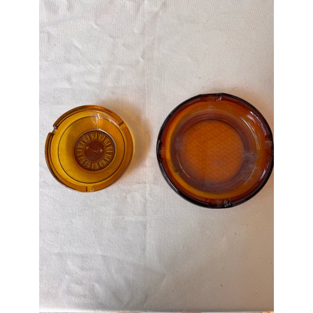 Mid-Century Modern Pair of Vintage Amber Colored Ashtrays For Sale - Image 3 of 10