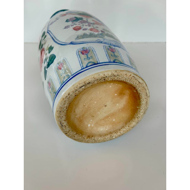 Mid 20th Century Peacock Floral Chinoiserie Floor Vase For Sale - Image 9 of 10