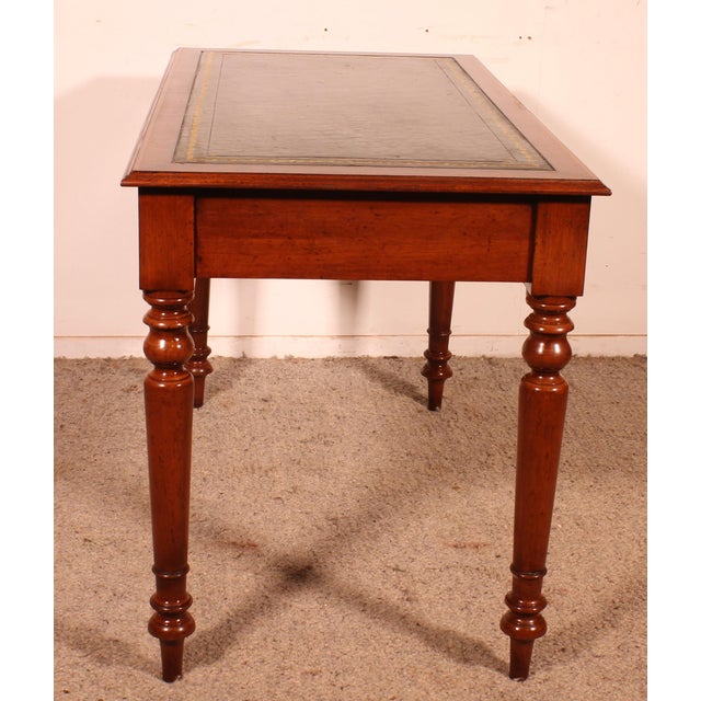 Wood Mahogany Flat Desk with Drawers and Inlays, 19th-Century For Sale - Image 7 of 14