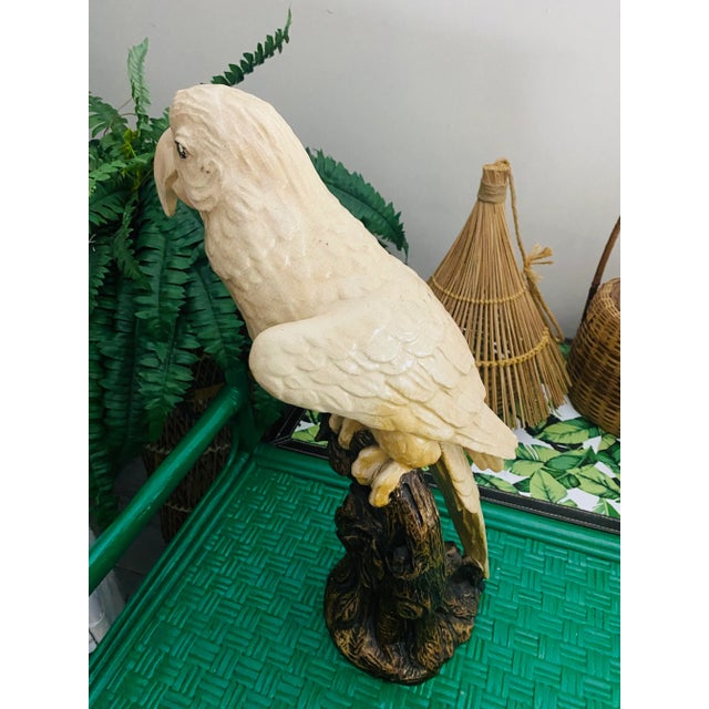 Rustic European Vintage Tropical Statue Ceramic Parrot Bird For Sale - Image 3 of 13