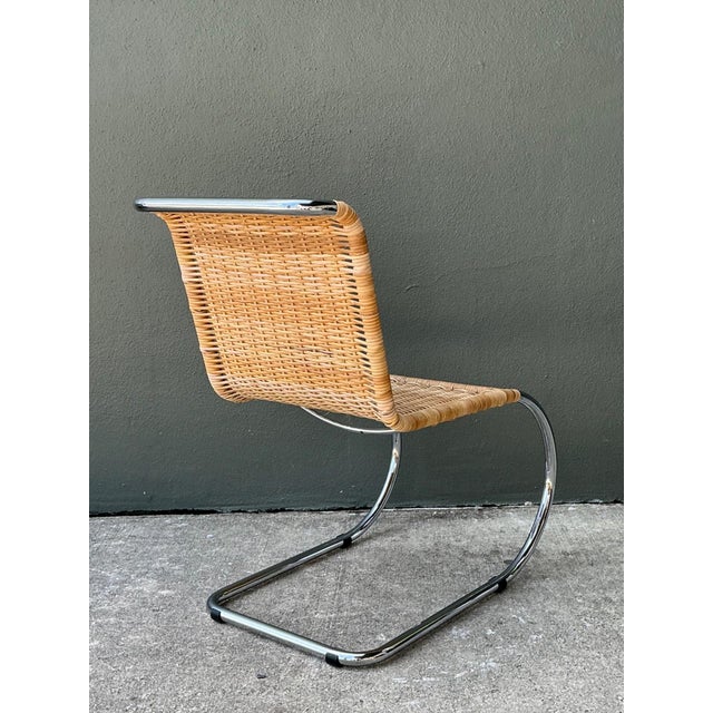 Vintage Mies Van Der Rohe for Knoll Woven Rattan Cantilevered Chair For Sale - Image 10 of 15