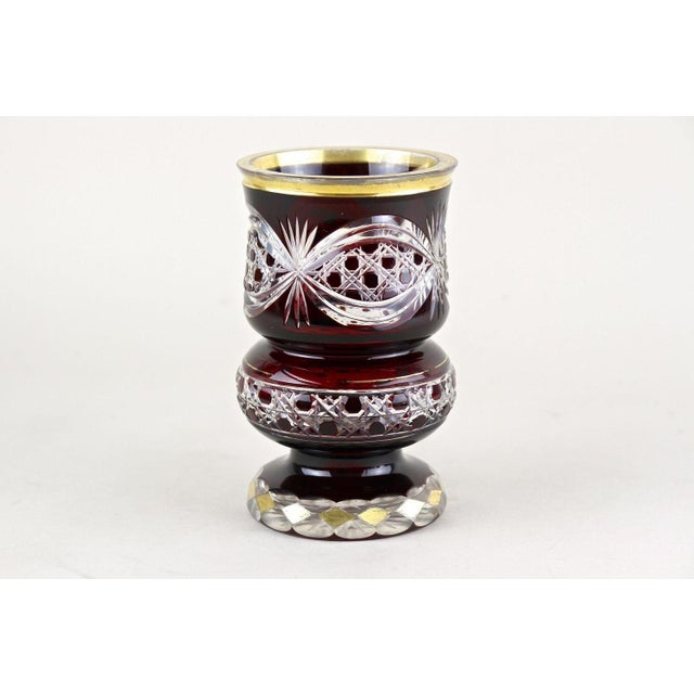 19th Century Biedermeier Ruby Red Overlay Glass Goblet, 1840s For Sale - Image 10 of 18