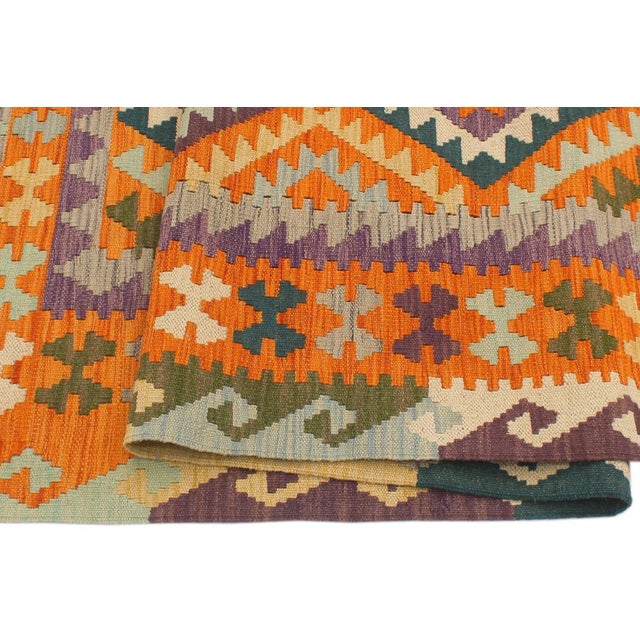 Abstract Kilim Ust Beige Wool Rug - 5'0" X 6'5" For Sale In New York - Image 6 of 7
